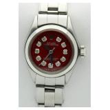 Ladies Oyster Perpetual Red Dial Diamond Rolex