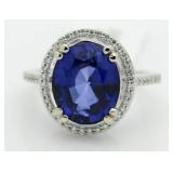 14kt Gold Oval 7.61 ct Sapphire & Diamond Ring