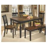 Ashley 580 Table, 4 Chairs & Bench