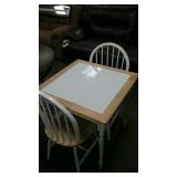 Small white wood table and two chairs