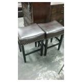 Sturdy leather and wood stools