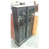 Sliding glass door cabinet, wood, dark brown