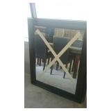 Large dark brown wood frame mirror