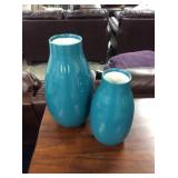 Blue Smooth Textured Glass Vases