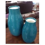 Blue Smooth Textured Glass Vases