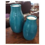 Blue Smooth Textured Glass Vases