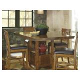 Ashley D594 Cherry 5 pc Bar Table & 4 Stools