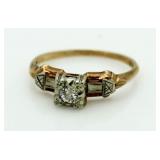 14kt Gold Old Mine Cut Antique Diamond Ring