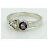 White Sapphire & Amethyst Designer Ring