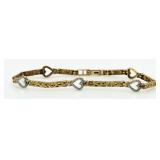 10kt Gold Diamond Heart Bracelet