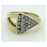 14kt Gold Trillion Cut Diamond Pinkie Ring