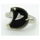 10kt Gold Art Deco Black Enamled Diamond Ring