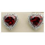 Heart Shape 4.00 ct Ruby Earrings