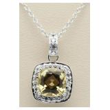 Cushion Cut 3.50 ct Canary Yellow Pendant