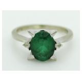 10kt Gold Emerald & Diamond Estate Ring