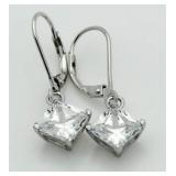 Princess Cut 3.50 ct White Topaz Earrings