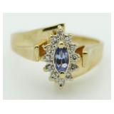 14kt Gold Tanzanite & Diamond Ring