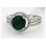 Genuine 2.81 ct Emerald & Diamond Accent Ring