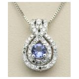 Genuine 1.00 ct Tanzanite & Diamond Pendant