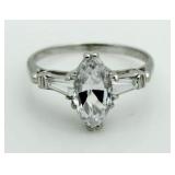 14kt Gold Marquise Cut 2.55 ct White Topaz Ring