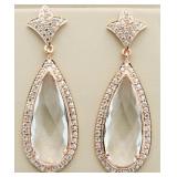 Pear Cut 24.00 ct XL White Topaz Designer Earrings