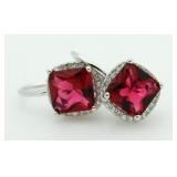 Cushion Cut 4.50 ct Ruby Earrings