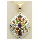 Genuine Gemstone & Diamond Pendant