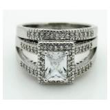 Emerald Cut 2.50 ct White Topaz Bridal Set