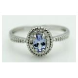 Genuine Tanzanite & Diamond Accent Ring