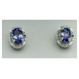 Genuine Tanzanite & Diamond Accent Earrings