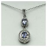 Genuine Tanzanite & Diamond Accent Pendant