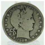 1908-O Barber Silver Half Dollar