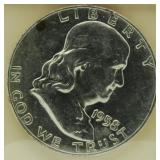 1958-D BU Franklin Silver Half Dollar