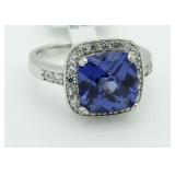 Cushion Cut 3.10 ct Tanzanite Solitaire Ring