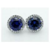 Round 4.00 ct Tanzanite Solitaire Earrings