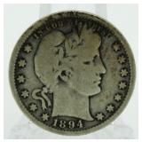 1894-S Barber Silver Quarter *Better