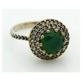 Vintage Style Emerald Solitaire Ring