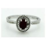 Genuine Ruby & Diamond Accent Ring