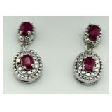 Genuine Ruby & Diamond Accent Earrings