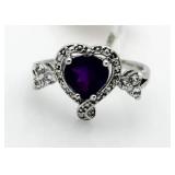 Heart Shape 1.61 ct Amethyst & Diamond Ring