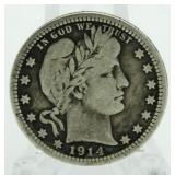 1914 Barber Silver Quarter