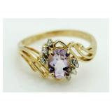 Genuine Amethyst & Diamond Dinner Ring