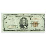 1929 $5 Chicago National Currency Note