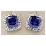 Cushion Cut 3.50 ct Tanzanite Designer Earrings