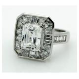 Emerald Cut 6.50 ct White Topaz Designer Ring