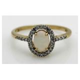 10kt Gold Opal & Diamond Ring