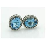 10kt Gold 4.00 ct Blue Topaz & Diamond Earrings