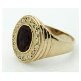 10kt Gold  Carved Roman Soldier & Diamond Ring