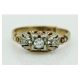 14kt Gold Antique Diamond Solitaire Ring (As-Is)