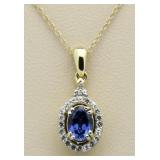 10kt Gold Blue & White Sapphire Pendant